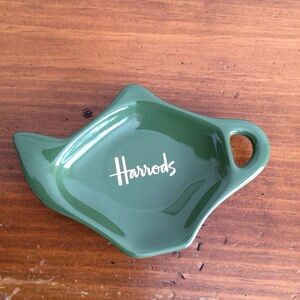 Harrods Forest Green Teabag Spoon Holder Ceramic Dish